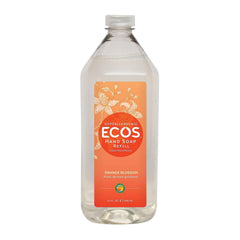 Earth Friendly ECOS hand soap refill bottle in orange blossom for gentle cleansing and sensitive skin.