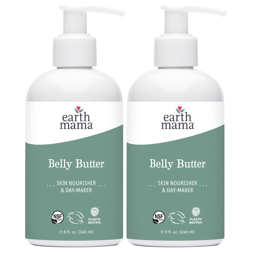 Earth Mama Belly Butter bottle front highlights fragrance-free, pregnancy-safe hydration