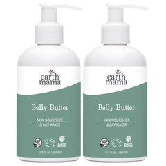 Earth Mama Belly Butter bottle front highlights fragrance-free, pregnancy-safe hydration