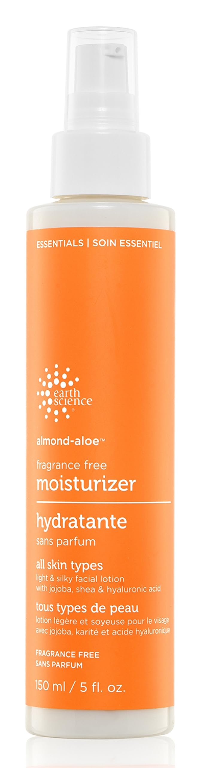 Earth Science Almond Aloe fragrance-free face moisturizer bottle for daily hydrating care