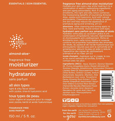 Earth Science Almond Aloe fragrance-free face moisturizer close-up showing creamy texture for sensitive skin
