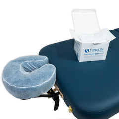 EarthLite hypoallergenic face cradle cover minimizes irritation for sensitive clients.