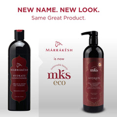 Earthly Body MKS eco Hydrate conditioner argan oil blend close-up highlights shine and conditioning.