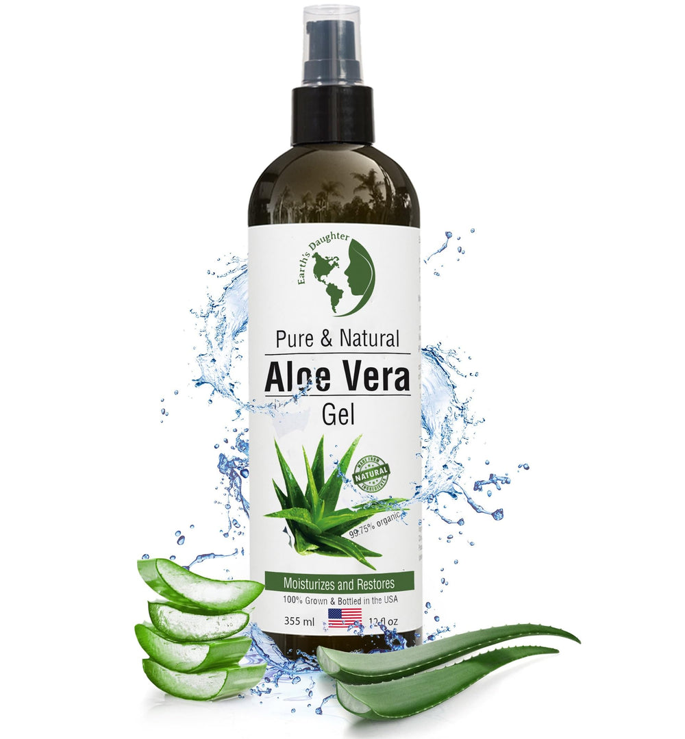 Earth's Daughter Aloe Vera Gel bottle providing pure hydration for silky skin.