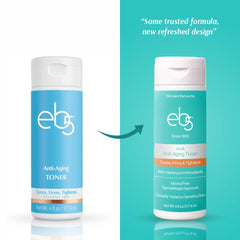 eb5 Aha Anti-Aging Toner pump closeup highlights alcohol-free hydration for sensitive skin.