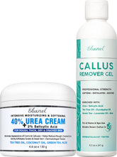 Ebanel callus remover gel applied to heel for quick exfoliation and smoother skin.