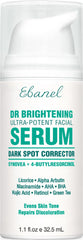 Ebanel dark spot serum bottle closeup highlights brightening formula for even tone.
