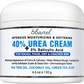Ebanel Urea Cream bottle closeup highlighting 40% strength for dry feet.
