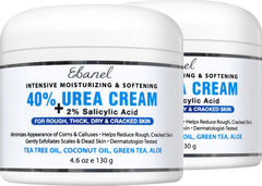Ebanel Urea Cream 40% jar highlights rich foot-care formula for moisturized feet.