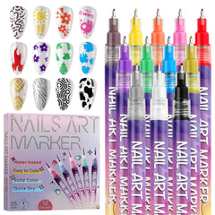EBANKU 12 colors nail art pens set in packaging for easy access.