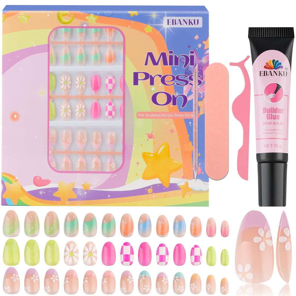 EBANKU 78-piece kids nails set shows vibrant colors for simple at-home nail art.