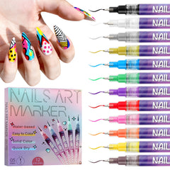 EBANKU nail art pens set packaging shows 12 colors for quick home nail art