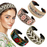 EBOOT boho headband embroidery flower-pattern for chic styling