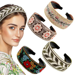 EBOOT boho headband embroidery flower-pattern for chic styling