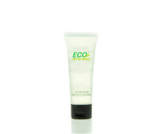 Green tea scented ECO Amenities body wash bottle for on-the-go travelers and hotel guests.