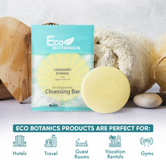 Eco Botanics travel-size soap bars case of 100, ideal for hotels and vacation rentals.