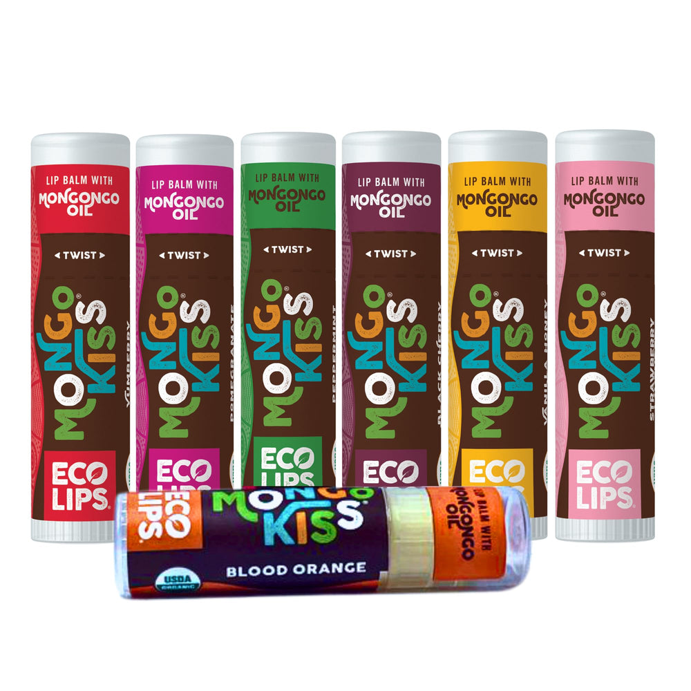 Eco Lips Mongo Kiss Blood Orange tube for lasting moisture and bright flavor.