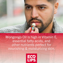 Eco Lips Mongo Kiss with mongongo oil for smoothing cracked lips.