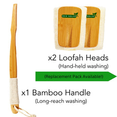 Eco Solve bamboo-handle ergonomic design for easy reach and full-body cleansing.