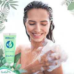 EcoEarth travel-size body wash leak-proof packaging for travel and hotel use