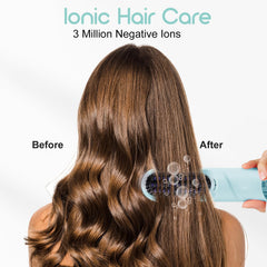 ecojia cordless hair straightener brush back view emphasizes compact design and travel-friendly portability