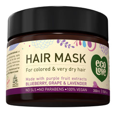 ecoLove hair mask jar with lavender aroma for deep conditioning.