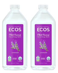 ECOS Lavender Hand Soap Refill 2-pack bottle front with calming lavender scent