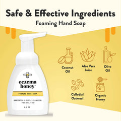 Eczema Honey bottle shows fragrance-free formula with hydrating oils