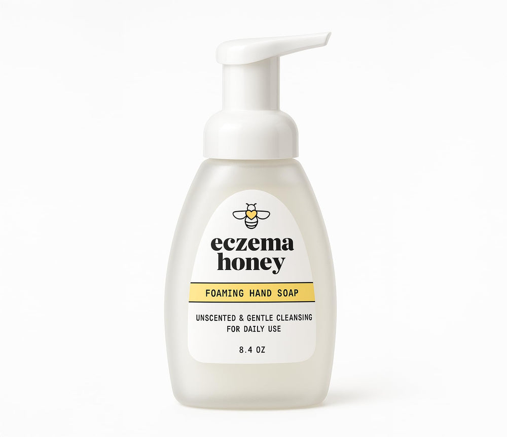 Eczema Honey pump bottle delivering gentle cleansing for dry hands