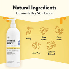 ECZEMA HONEY Oatmeal Body Lotion texture closeup reveals creamy, nourishing consistency.