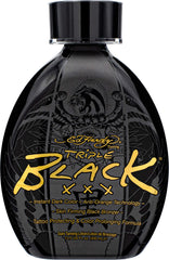 ED HARDY Black XXX tanning lotion bottle front showing deep, even color