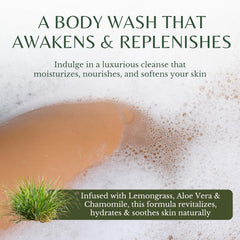 EDENIKA BOTANICALS body wash lather and foam showing gentle cleansing.