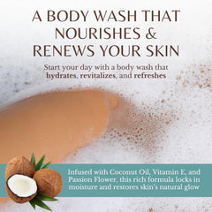 EDENIKA BOTANICALS Coconut Body Wash lather image demonstrates rich foam for pampered skin