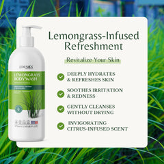EDENIKA BOTANICALS Lemongrass ingredients vial hints at Aloe Vera and Vitamin E.
