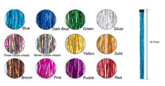Edoneery clip-in tinsel kit with vibrant color options for creative styling