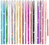 Edoneery Hair Tinsel Kit with 18 colors showcases vibrant color options for party-ready strands.