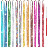 Edoneery mechas brillantes para pelo en 12 colores, 2500 hilos, brillo duradero.