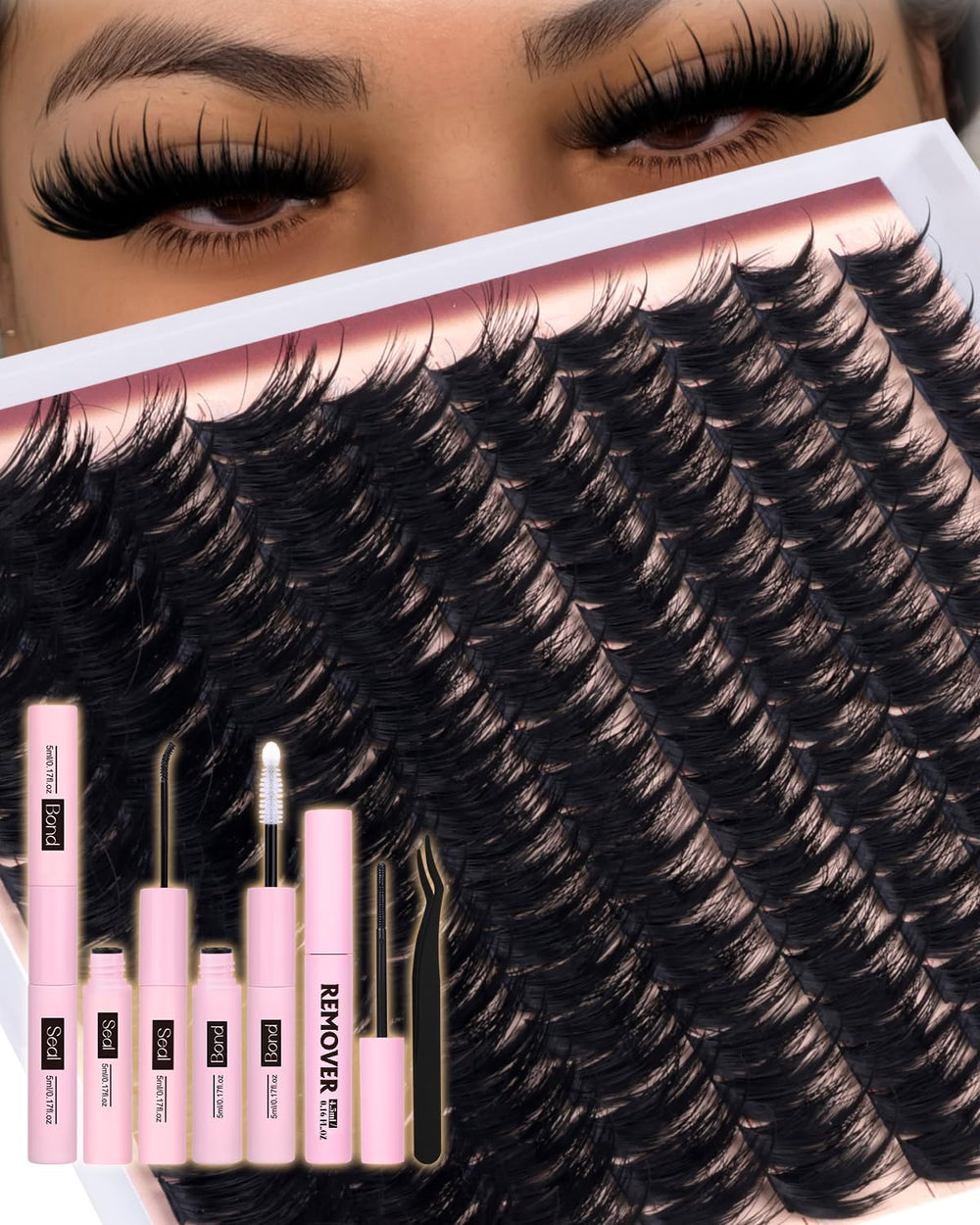 Eefofnn Manga Lash Clusters Kit packaging shows a complete at‑home lash system for easy styling