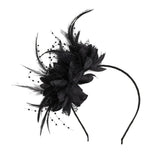 Eforcase vintage feather hair band closeup shows delicate feather texture for Gatsby looks.