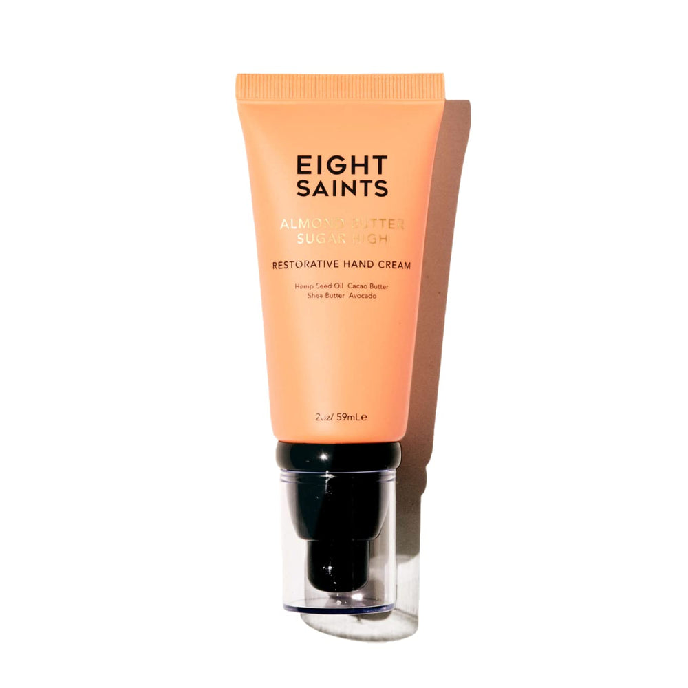 Eight Saints Almond Butter Sugar High Hand Cream pump bottle for quick hydration