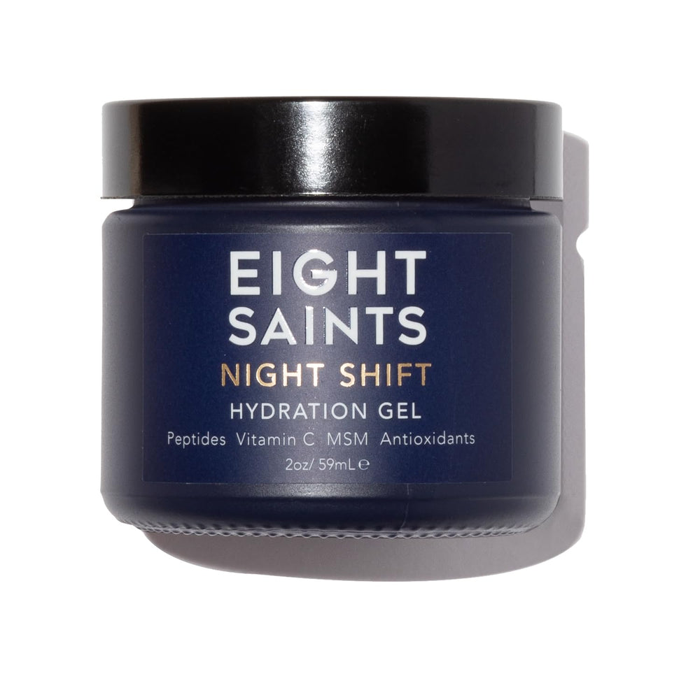 Eight Saints Night Shift gel closeup shows hydrating overnight nourishment.