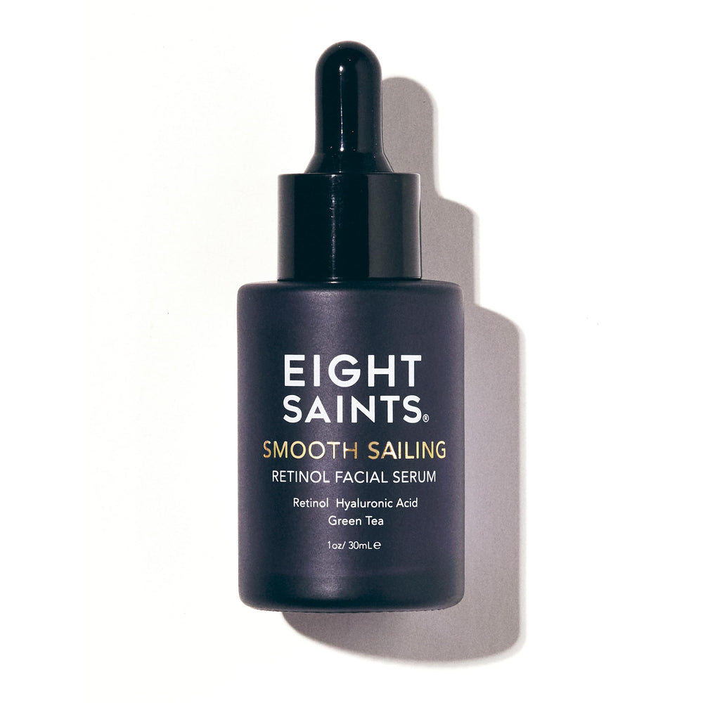 Eight Saints retinol serum bottle offers fragrance-free hydration and firming potential.