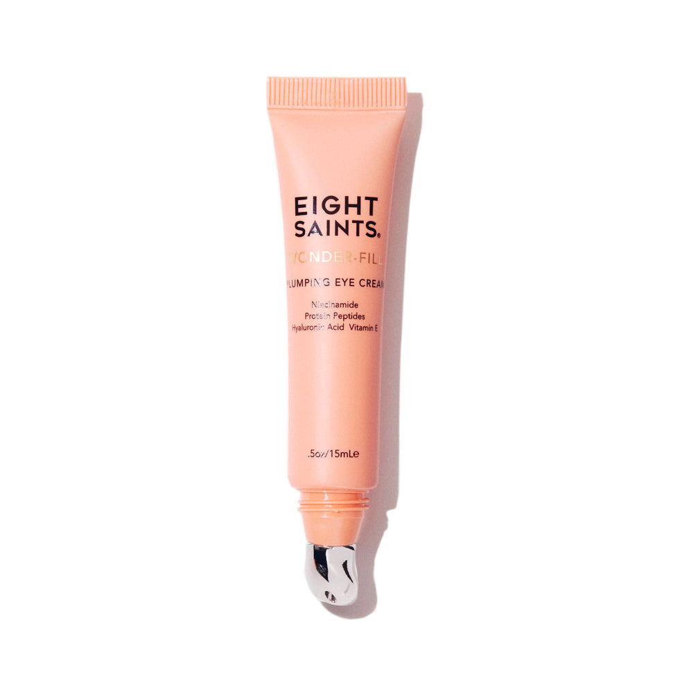 Eight Saints Wonder-fill eye cream packaging shows sleek tube for quick morning use