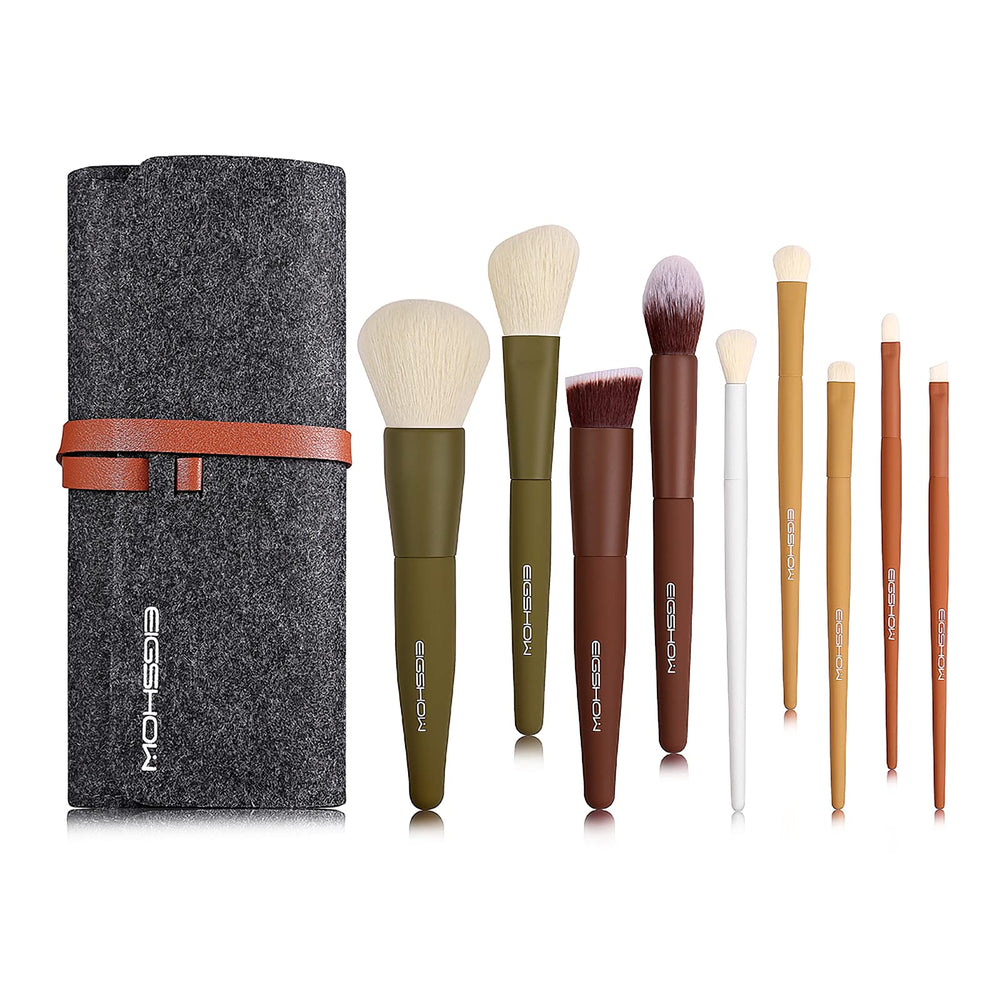 EIGSHOW kabuki brush set with art deco design for seamless powder application