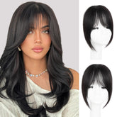 EINAEY clip-in bangs front view highlights natural black fringe for instant daily style