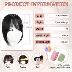 EINAEY clip-in bangs side view demonstrates seamless blend with your hair