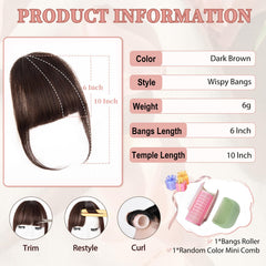 EINAEY clip-in bangs dark brown color for natural texture match