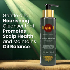 EKMIVEDA Keshya Shodhan shampoo foam shows gentle, sulfate-free lather for sensitive hair.