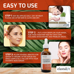 Elastalift turmeric oil ingredient visual emphasizes calming redness and blemish-prone skin support.