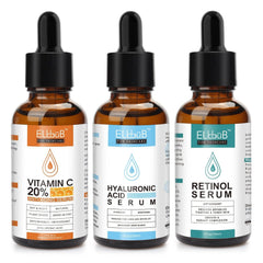 ELBBUB Vitamin C serum bottle promotes bright, hydrated skin with antioxidant support.